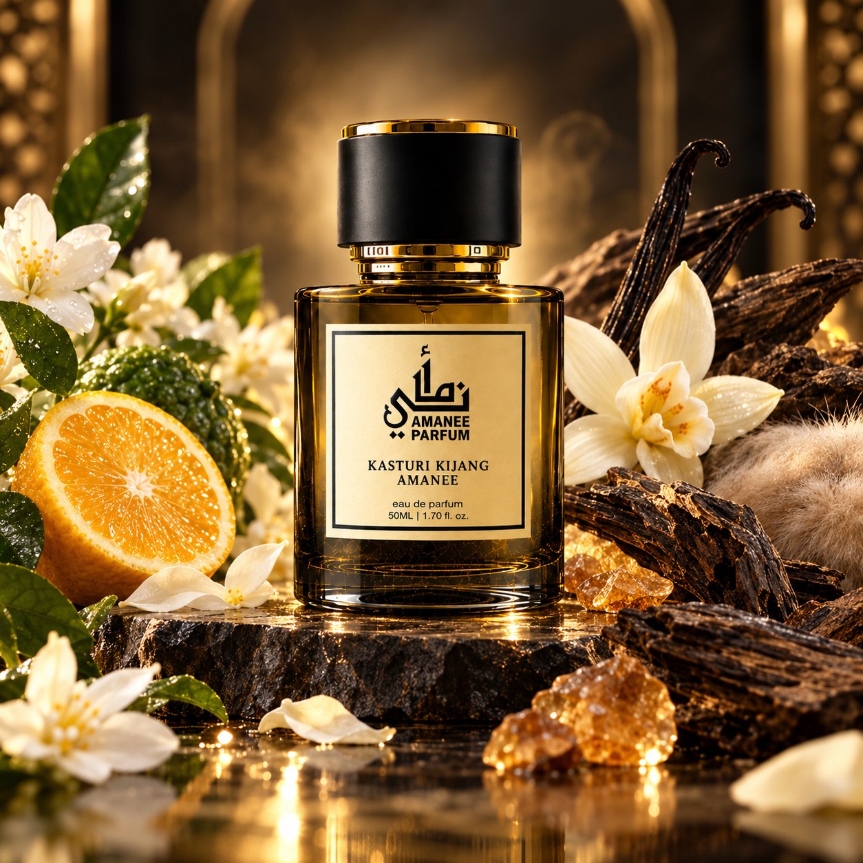 Amanee Parfum Kasturi Kijang bersama nota aromanya