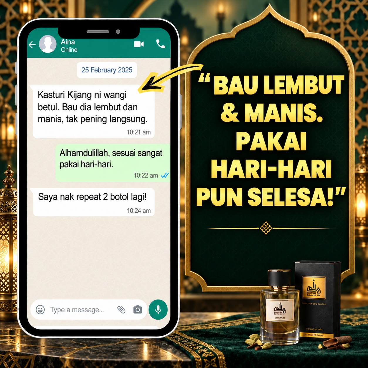 Gambar testimoni WhatsApp Kasturi Kijang 1